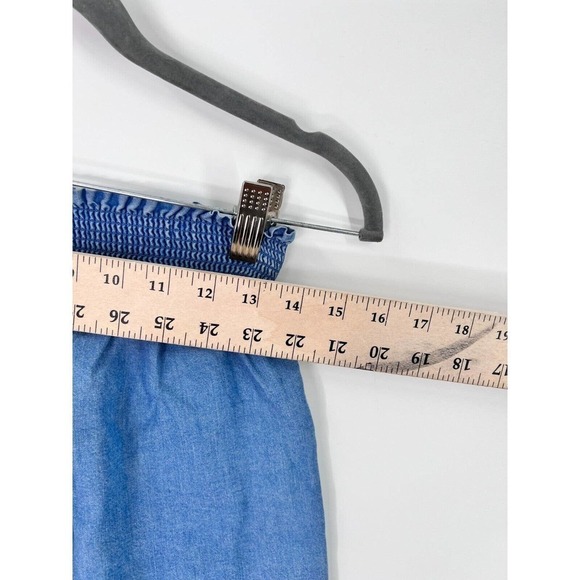 TGLA Casual Shorts Blue Elastic Waist Pom Pom Lace 100% Tencel Pull On Women's M - Picture 4 of 7